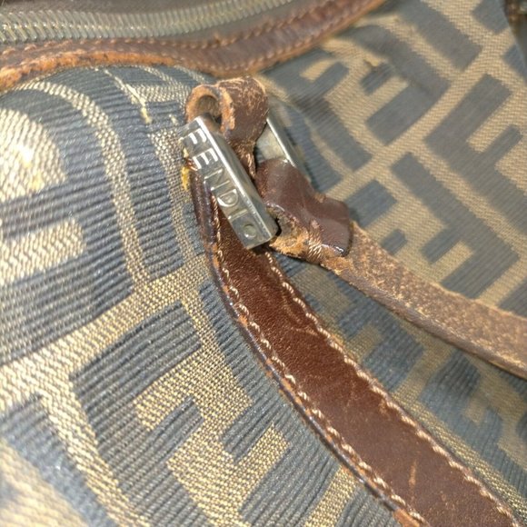 00009165# Authentic Fendi Tote Bag Brown Nylon - Picture 8 of 10